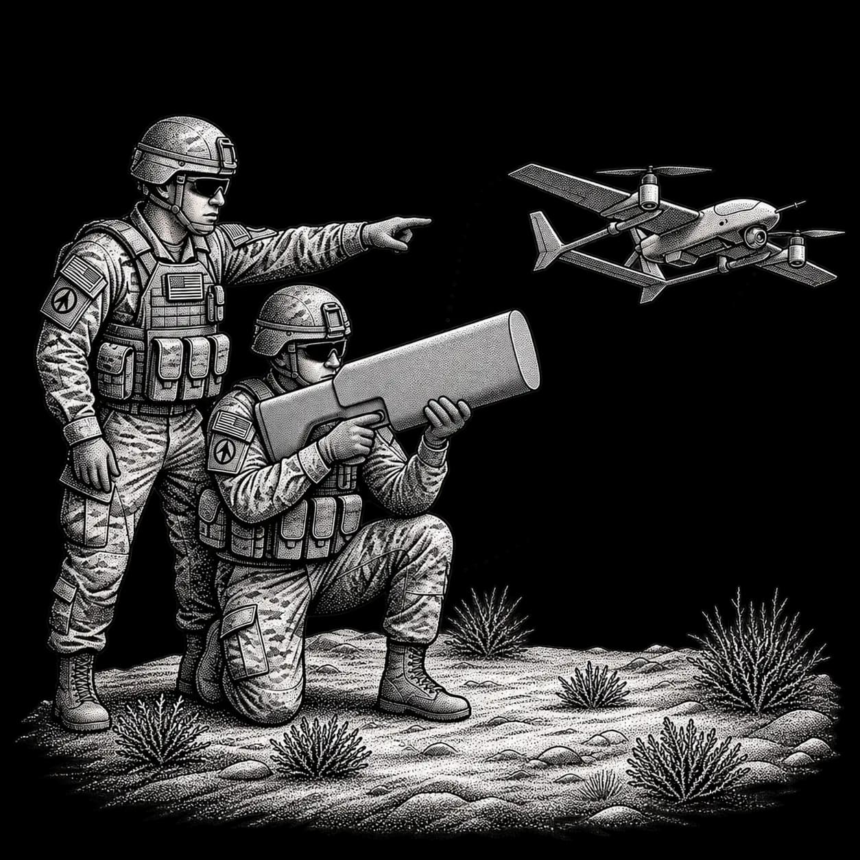 Instructor guiding a trainee through C-UAS operating training